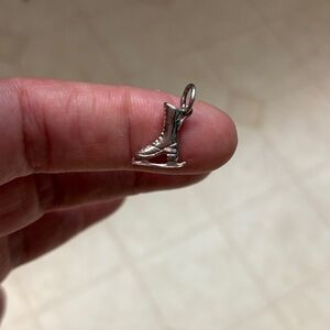 Silver Ice Skate Charm Pendant Signed Avery